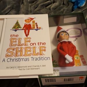 Elf on a shelf doll, 5 outfits, & 2 story books